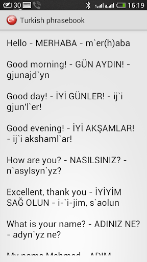 Turkish for tourists - Image screenshot of android app