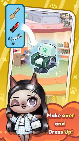 Idle Cat Makeover: Hair Salon - Gameplay image of android game