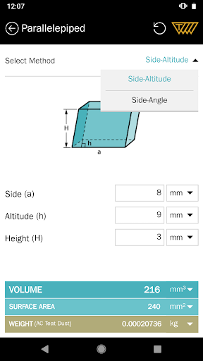Area Volume Calculator - عکس برنامه موبایلی اندروید