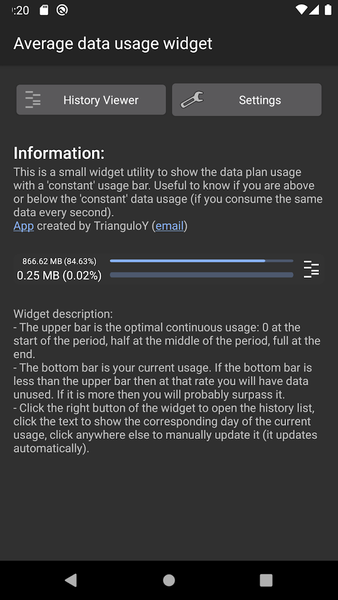 Average data usage widget - Image screenshot of android app