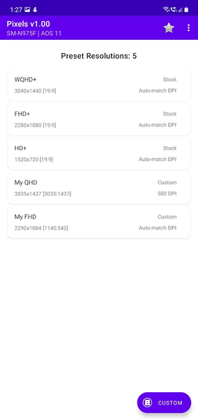 Pixels: Resolution+DPI Changer - Image screenshot of android app