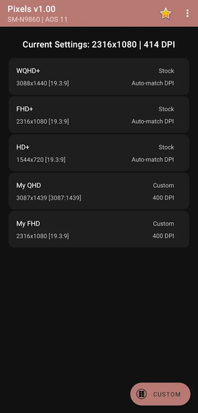 Pixels: Resolution+DPI Changer - Image screenshot of android app