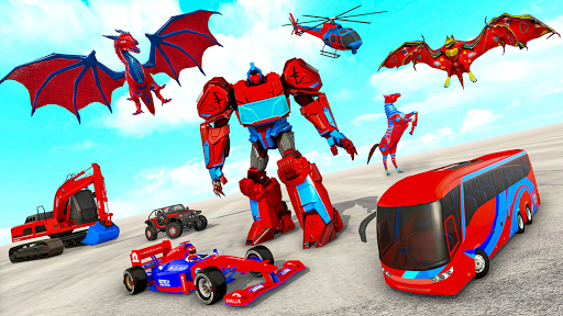 Multi Robot Car Transform Bat: Bus Robot Games - Gameplay image of android game