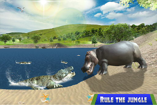 Wild Hippo Beach Simulator - Gameplay image of android game
