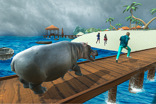 Wild Hippo Beach Simulator - Gameplay image of android game