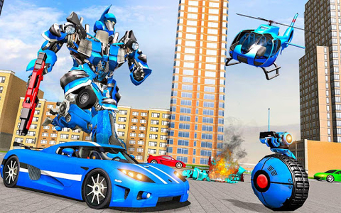 Robot Helicopter Car Transform - Gameplay image of android game