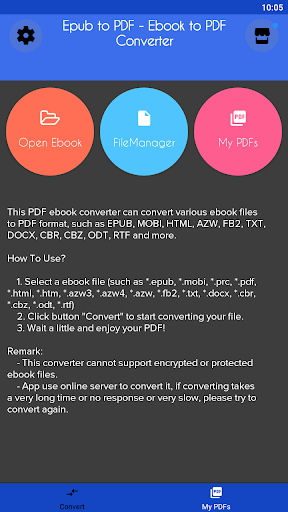Ebook Converter - Epub to pdf - Image screenshot of android app