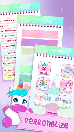 Unicorn Diary with Lock - عکس برنامه موبایلی اندروید