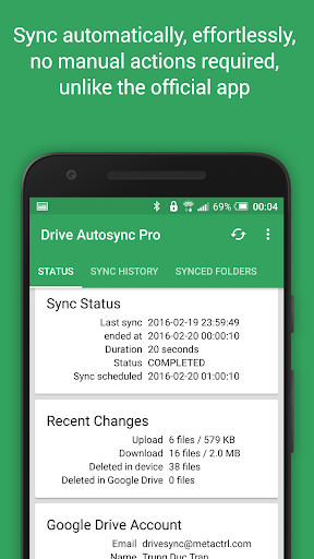 Autosync for Google Drive - عکس برنامه موبایلی اندروید