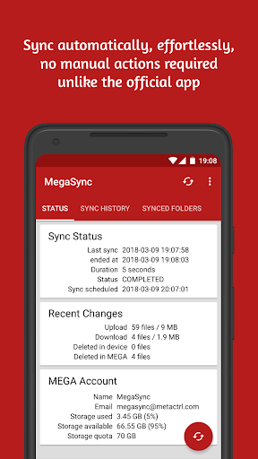 Autosync for MEGA - MegaSync - عکس برنامه موبایلی اندروید