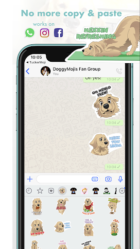 TuckerMoji - Golden Dog Sticke - Image screenshot of android app