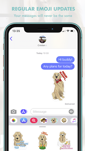 TuckerMoji - Golden Dog Sticke - Image screenshot of android app