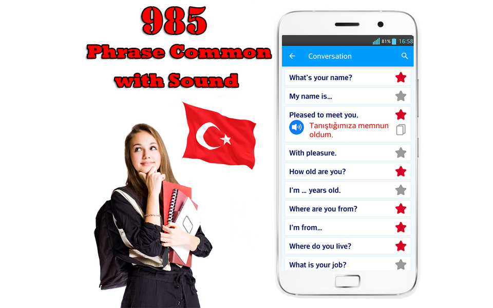 Learn Turkish Phrases Offline - عکس برنامه موبایلی اندروید