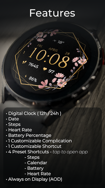TVV Luxury Flowers Watch Face - عکس برنامه موبایلی اندروید