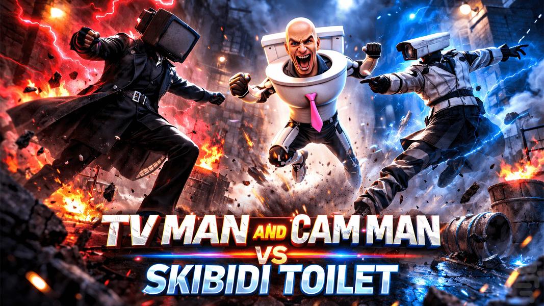 TV Man And Cam Man Vs Skibidi Toilet - Gameplay image of android game