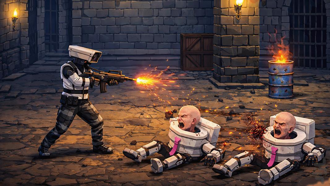 TV Man And Cam Man Vs Skibidi Toilet - Gameplay image of android game