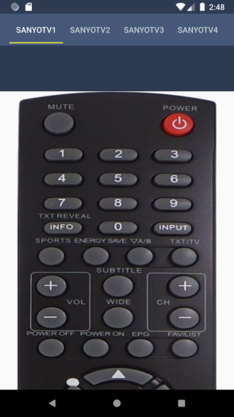 Remote Control For Sanyo TV - عکس برنامه موبایلی اندروید