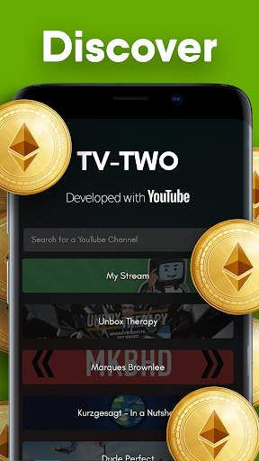 TV-TWO: Watch & Earn Rewards - Get BTC & Get ETH - عکس برنامه موبایلی اندروید