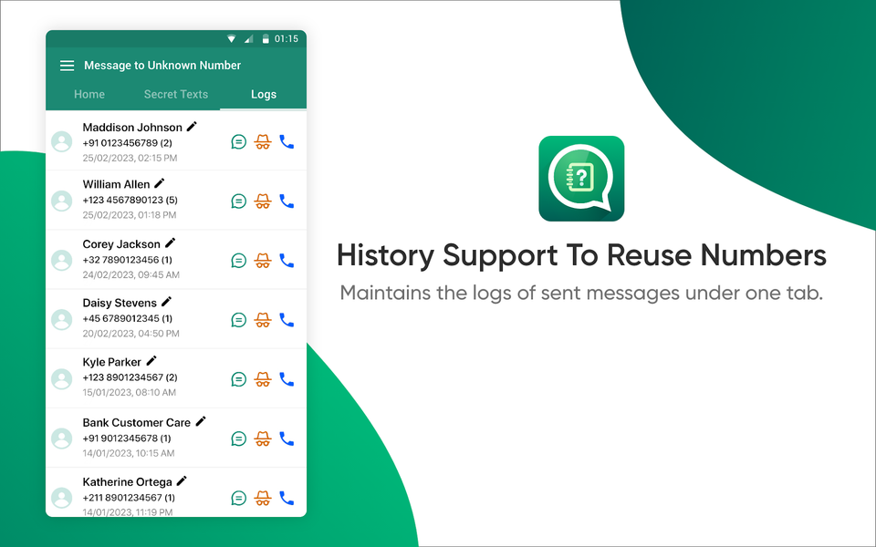 Message To Unknown Number - عکس برنامه موبایلی اندروید