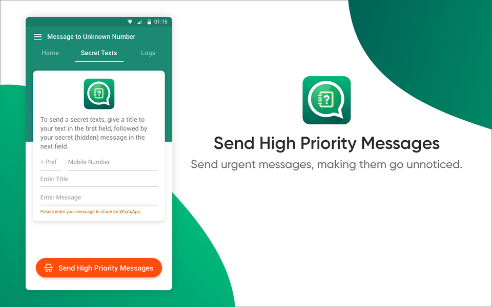 Message To Unknown Number - عکس برنامه موبایلی اندروید