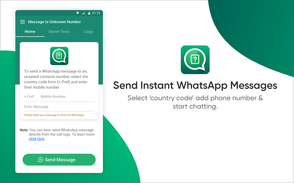 Message To Unknown Number - عکس برنامه موبایلی اندروید