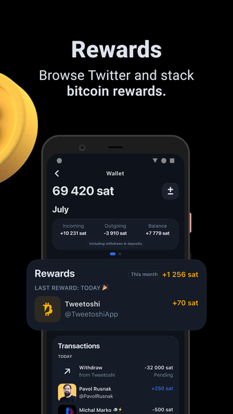 Tweetoshi - Twitter & Bitcoin - Image screenshot of android app