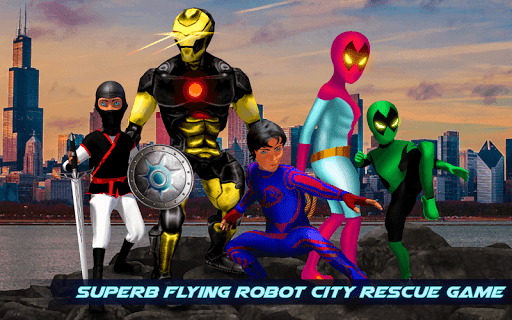 Flying Superhero GrandCity War - Gameplay image of android game