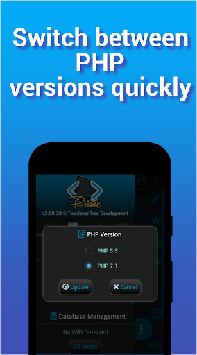 I<code> Web Server - Apache HTTP MySql PHP 7.3 - Image screenshot of android app