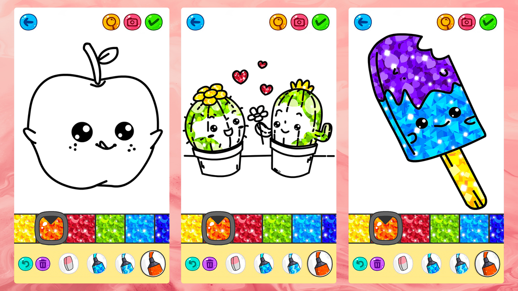 Kawaii Glitter Coloring Book - Gameplay image of android game