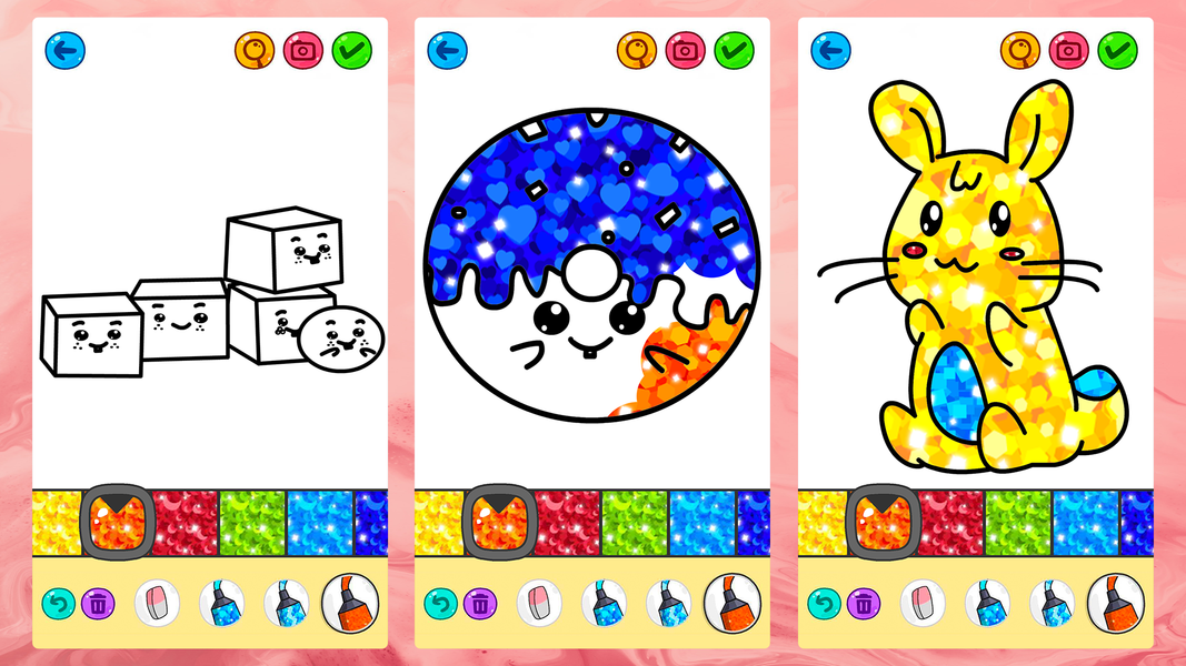 Kawaii Glitter Coloring Book - Gameplay image of android game