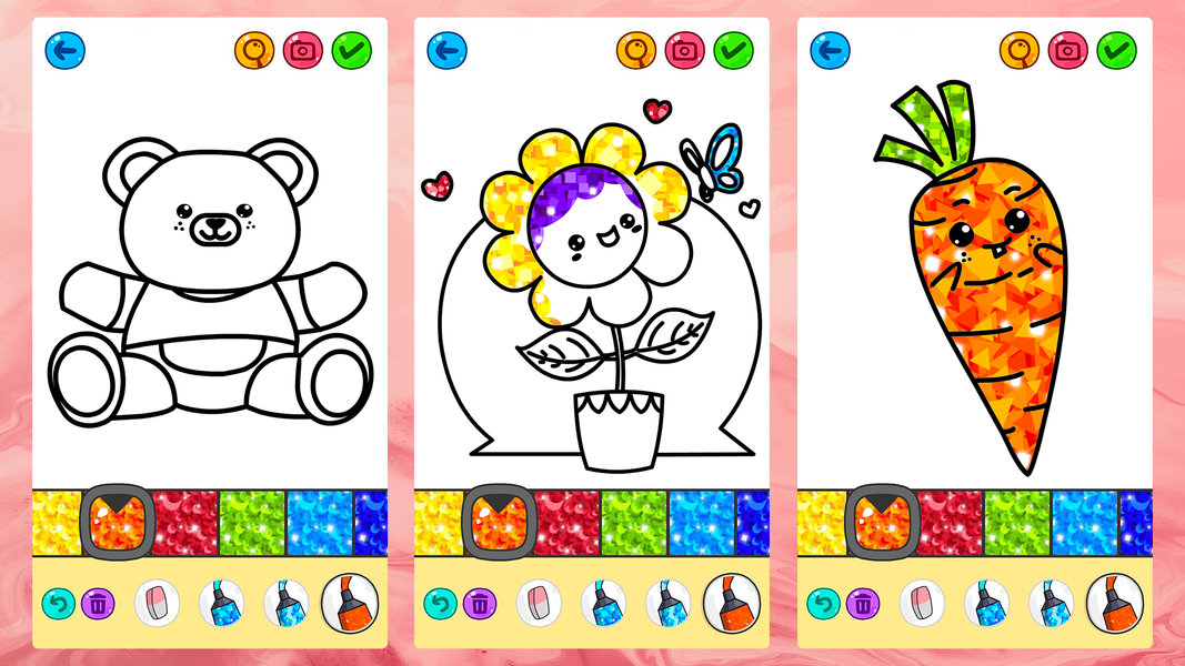 Kawaii Glitter Coloring Book - Gameplay image of android game
