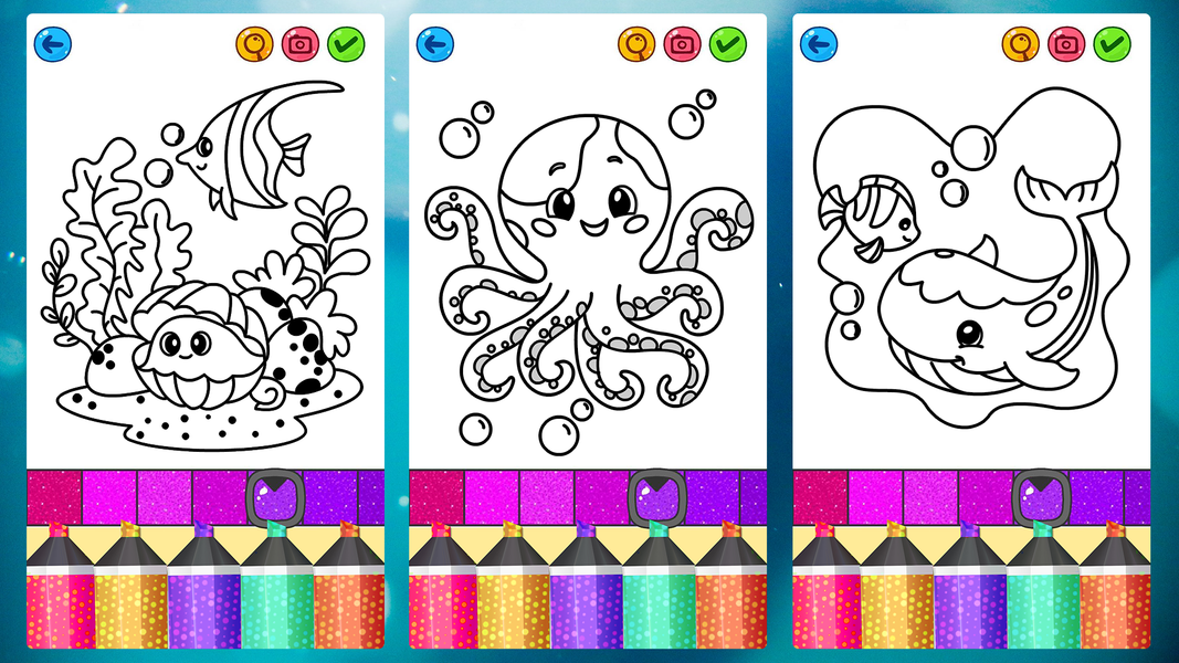 Mermaid Games: Coloring Pages - Gameplay image of android game