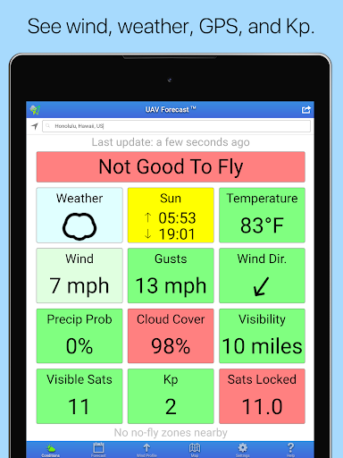 UAV Forecast for Drone Pilots - Image screenshot of android app
