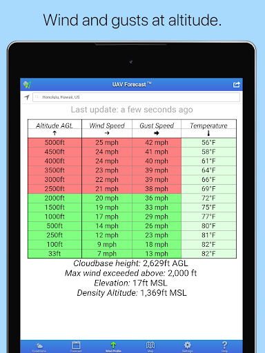 UAV Forecast for Drone Pilots - Image screenshot of android app