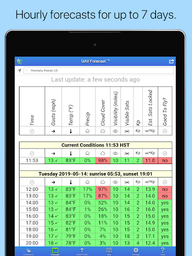 UAV Forecast for Drone Pilots - Image screenshot of android app