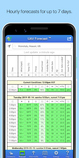UAV Forecast for Drone Pilots - Image screenshot of android app
