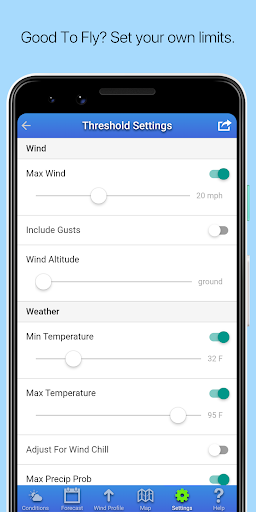 UAV Forecast for Drone Pilots - Image screenshot of android app