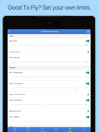 UAV Forecast for Drone Pilots - Image screenshot of android app