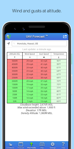UAV Forecast for Drone Pilots - Image screenshot of android app