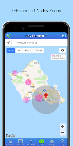 UAV Forecast for Drone Pilots - Image screenshot of android app