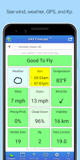 UAV Forecast for Drone Pilots - Image screenshot of android app