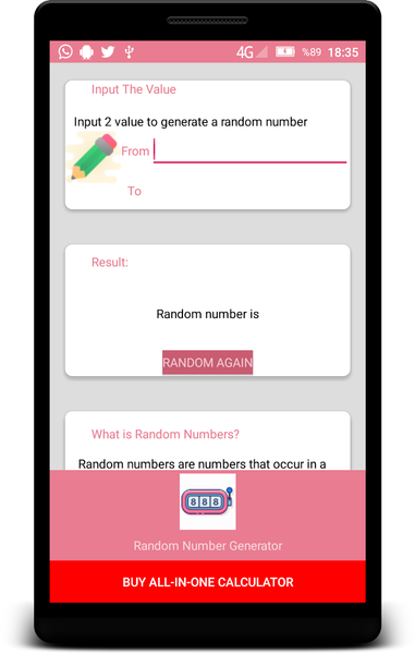 Random Number Generator - عکس برنامه موبایلی اندروید