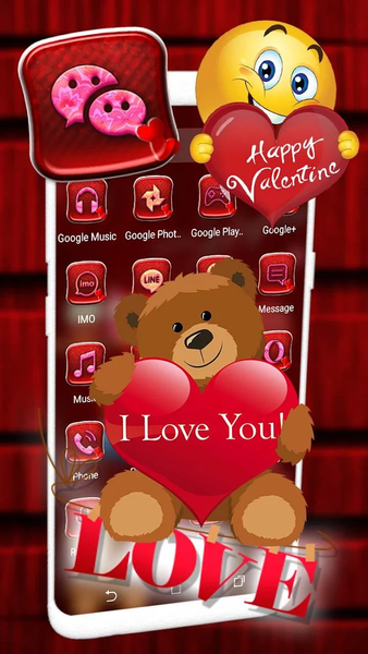 Valentine Red Launcher Theme - عکس برنامه موبایلی اندروید