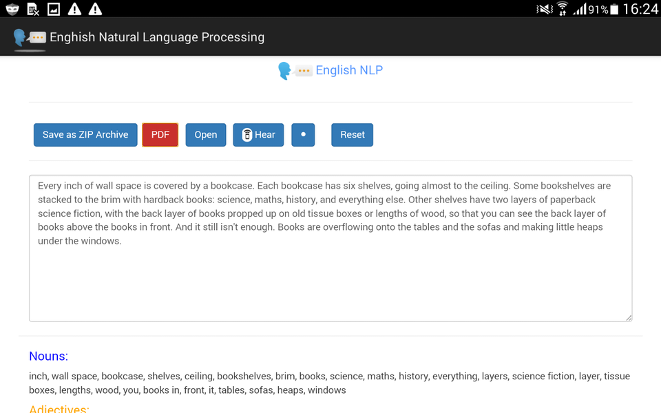 English Language Processing - Image screenshot of android app