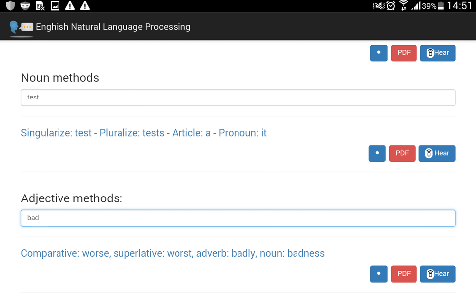 English Language Processing - Image screenshot of android app