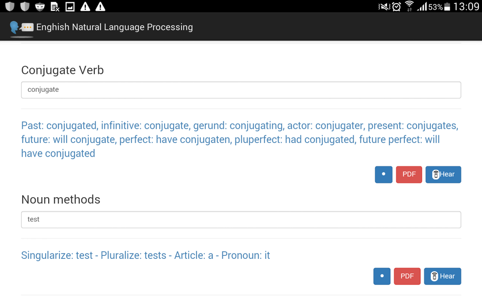 English Language Processing - Image screenshot of android app