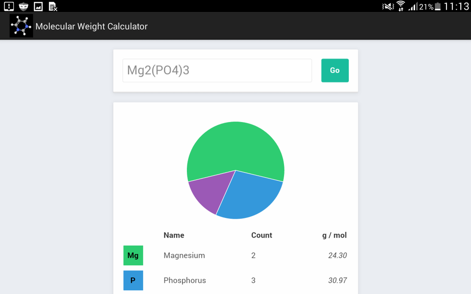 MolMass - Image screenshot of android app