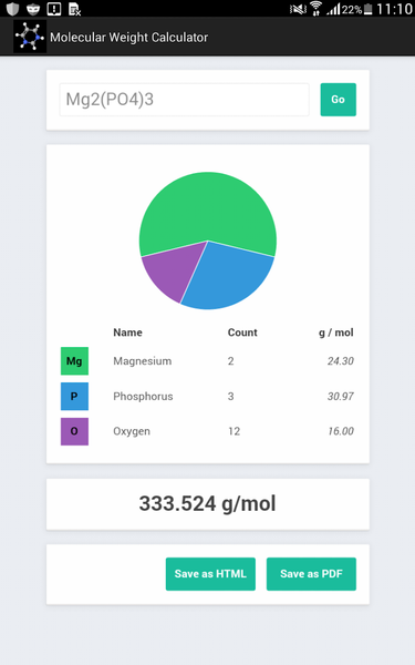 MolMass - Image screenshot of android app