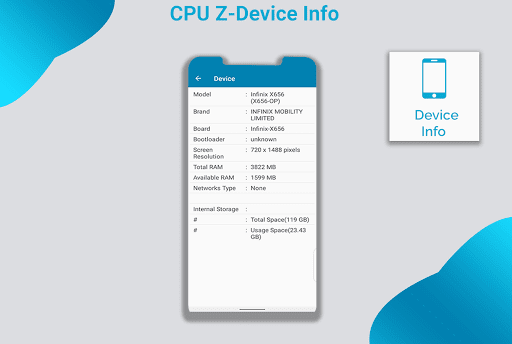 CPU-Z : Device info - Image screenshot of android app