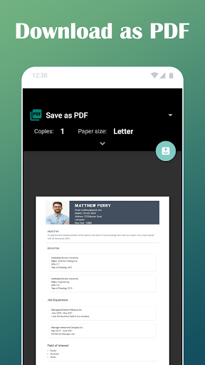 Resume Maker CV Maker - عکس برنامه موبایلی اندروید